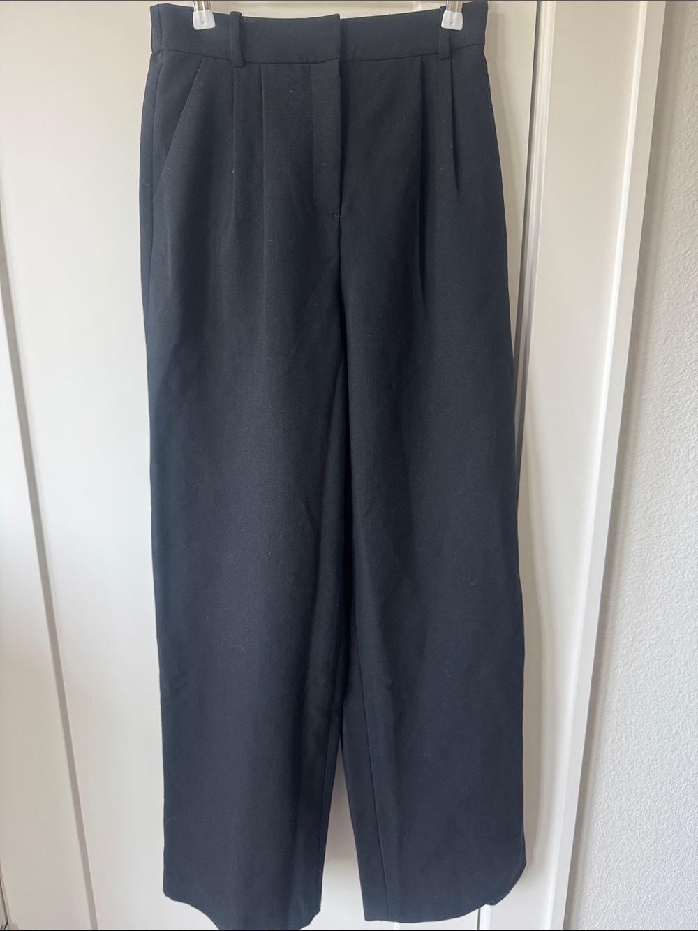 Open Edit Black Wide-Leg Tailored Trousers